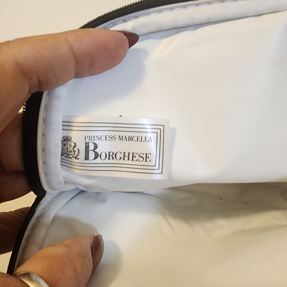 Princess Marcela Borchese Black Quilted Cosmetic Pouch With Mirror - Picture 2 of 11